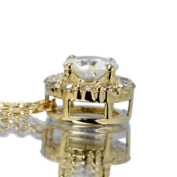 天然ダイヤモンド ネックレス 0.3ct  K18 イエローゴールド 取り巻き 鑑別書付 保証書付 特価 大特価品 スペシャルプライス ギフト プレゼントの画像
