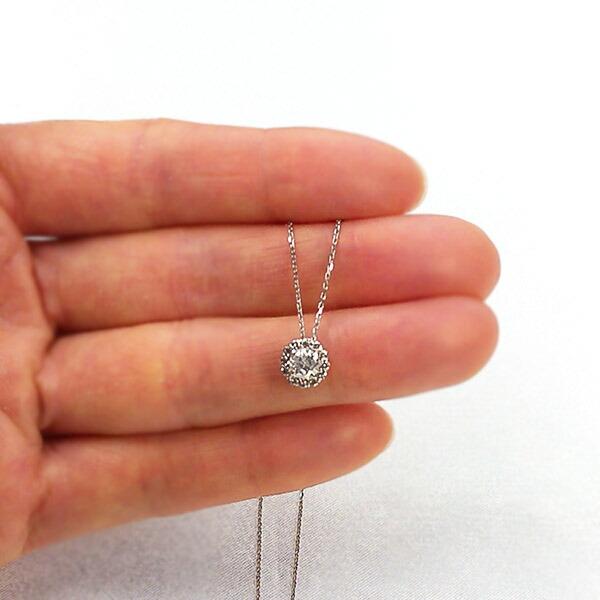 天然ダイヤモンド ネックレス 0.4ct プラチナ Pt950 取り巻き 鑑別書付 