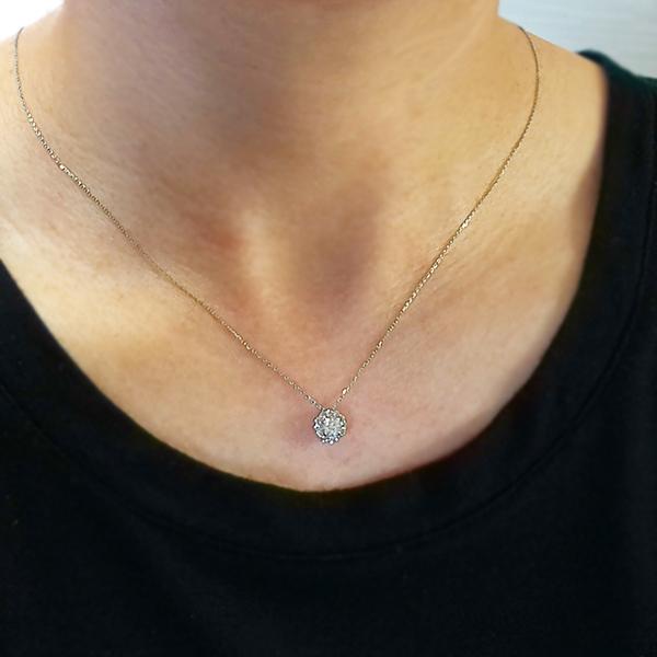天然ダイヤモンド ネックレス 0.4ct プラチナ Pt950 取り巻き 鑑別書付 