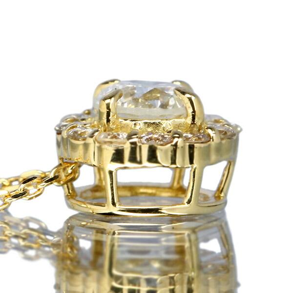 天然ダイヤモンド ネックレス 0.4ct  K18 イエローゴールド 取り巻き 鑑別書付 保証書付 特価 大特価品 スペシャルプライス ギフト プレゼント クリスマスの画像