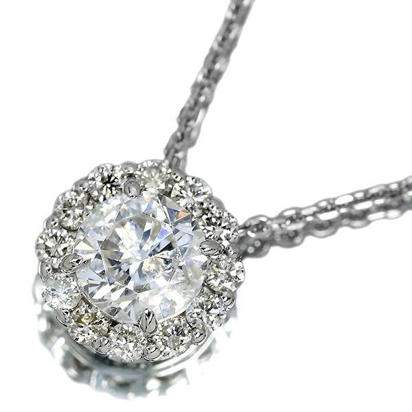 天然ダイヤモンド ネックレス 0.6ct プラチナ Pt950 取り巻き 鑑別書付 