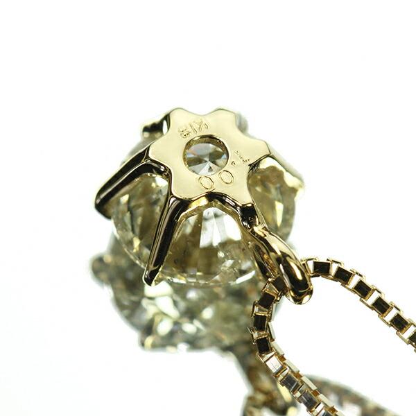 ダイヤモンド ネックレス 1カラット　一粒 1.0ct 6本爪 K18 イエローゴールド シンプル 定番 鑑別書付 保証書付 ギフト プレゼントの画像