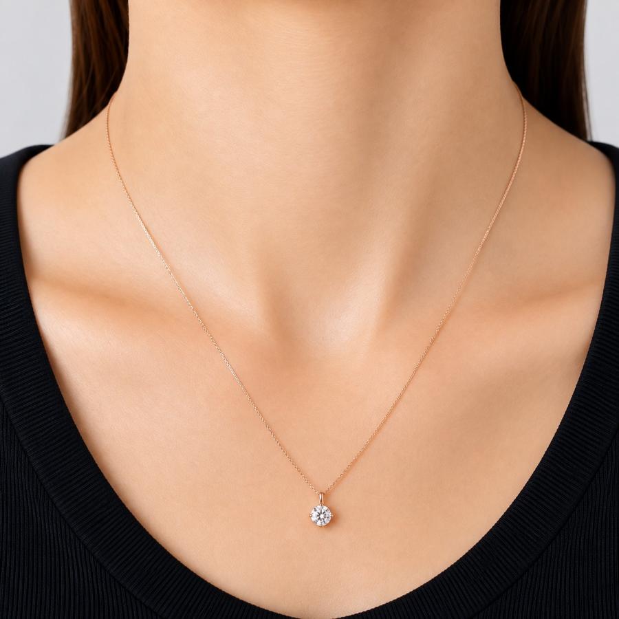 ダイヤモンド ネックレス 1カラット 一粒 1.0ct 6本爪 K18 ピンク 