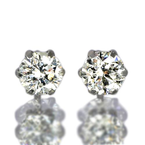 ダイヤモンド ピアス 一粒 0.7ct プラチナ Pt900 6本爪 0.35×0.35ct スタッド 保証書付 ギフト プレゼント クリスマス 記念日の画像