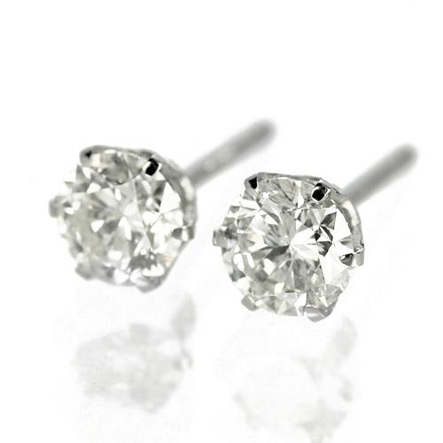 ダイヤモンド ピアス 一粒 0.7ct プラチナ Pt900 6本爪 0.35×0.35ct