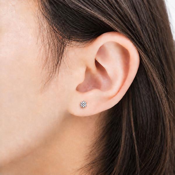 ダイヤモンド ピアス 1カラット 一粒 1.0ct プラチナ Pt900 6本爪 0.5