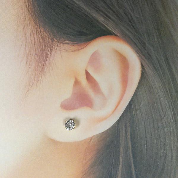 1カラット ダイヤモンド ピアス 一粒 1.0ct K18 イエローゴールド 6本爪 0.5×0.5ct スタッド 鑑別書付 保証書付 ギフト プレゼント クリスマス 記念日 誕生石の画像