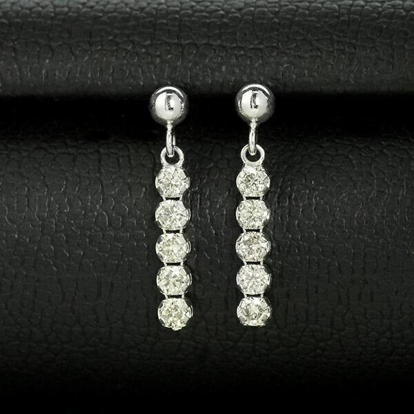 ダイヤモンド ピアス ラインピアス K18 ホワイトゴールド 0.2ct 0.1 