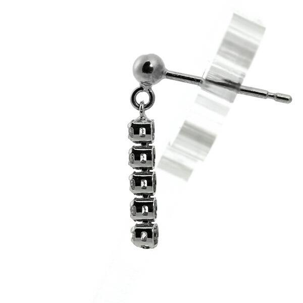 ダイヤモンド ピアス ラインピアス K18 ホワイトゴールド 0.2ct 0.1 