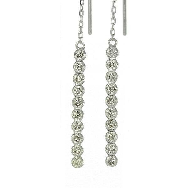 ダイヤモンド ピアス ラインピアス ロングピアス アメリカンピアス K18