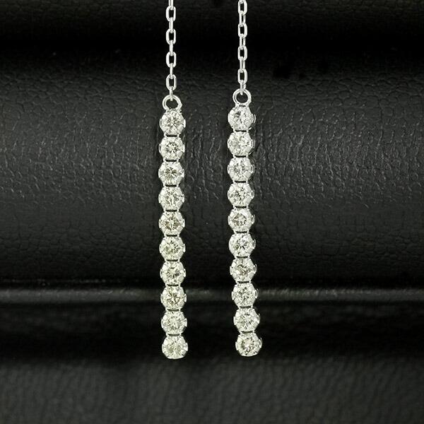 ダイヤモンド ピアス ラインピアス ロングピアス アメリカンピアス K18