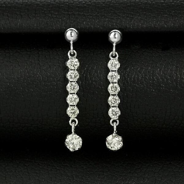 ダイヤモンド ピアス ラインピアス K18 ホワイトゴールド 0.3ct 0.18×0.18ct 揺れる スウィング 鑑別書付 保証書付の画像