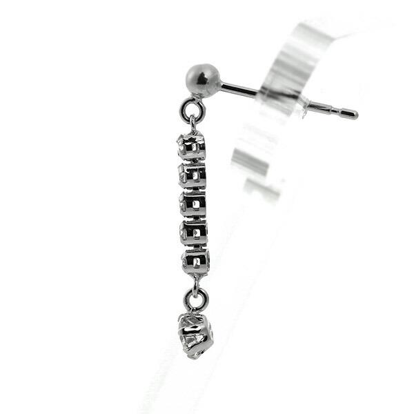 ダイヤモンド ピアス ラインピアス K18 ホワイトゴールド 0.3ct 0.18×0.18ct 揺れる スウィング 鑑別書付 保証書付の画像