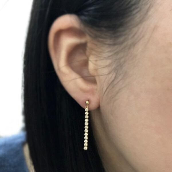 ダイヤモンド ピアス ラインピアス ロングピアス K18 イエローゴールド 0.5ct 0.25×0.25ct 揺れる スウィング 鑑別書付 保証書付の画像