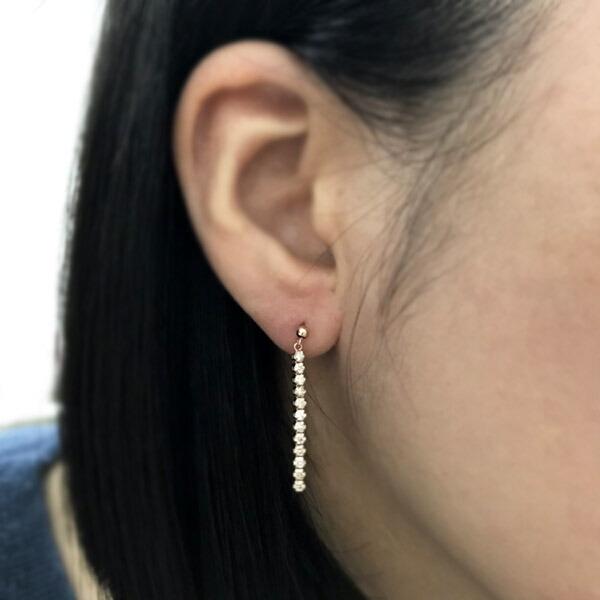 ダイヤモンド ピアス ラインピアス ロングピアス K18 ピンクゴールド 0.5ct 0.25×0.25ct 揺れる スウィング 鑑別書付 保証書付の画像