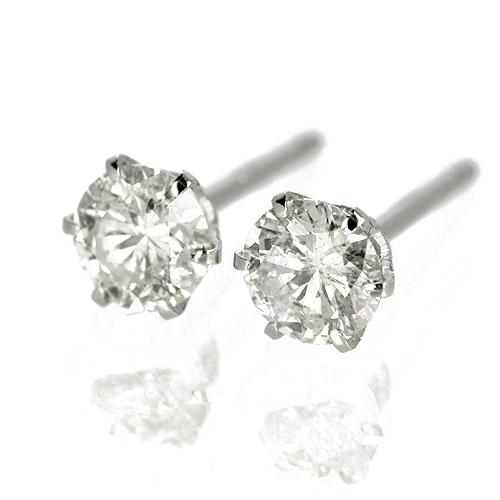 ダイヤモンド ピアス 一粒 0.5ct プラチナ Pt900 6本爪 0.25×0.25ct