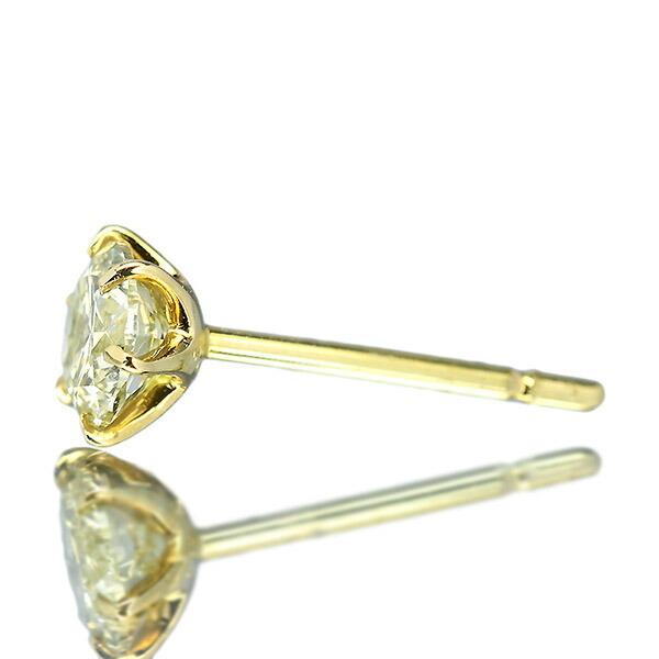 0.8ct ダイヤモンド ピアス 0.4×0.4ct K18 イエローゴールド Hカラー SI2 トリプルエクセレント ハートアンドキューピッド 3EX H&C 鑑定書付 保証書付の画像