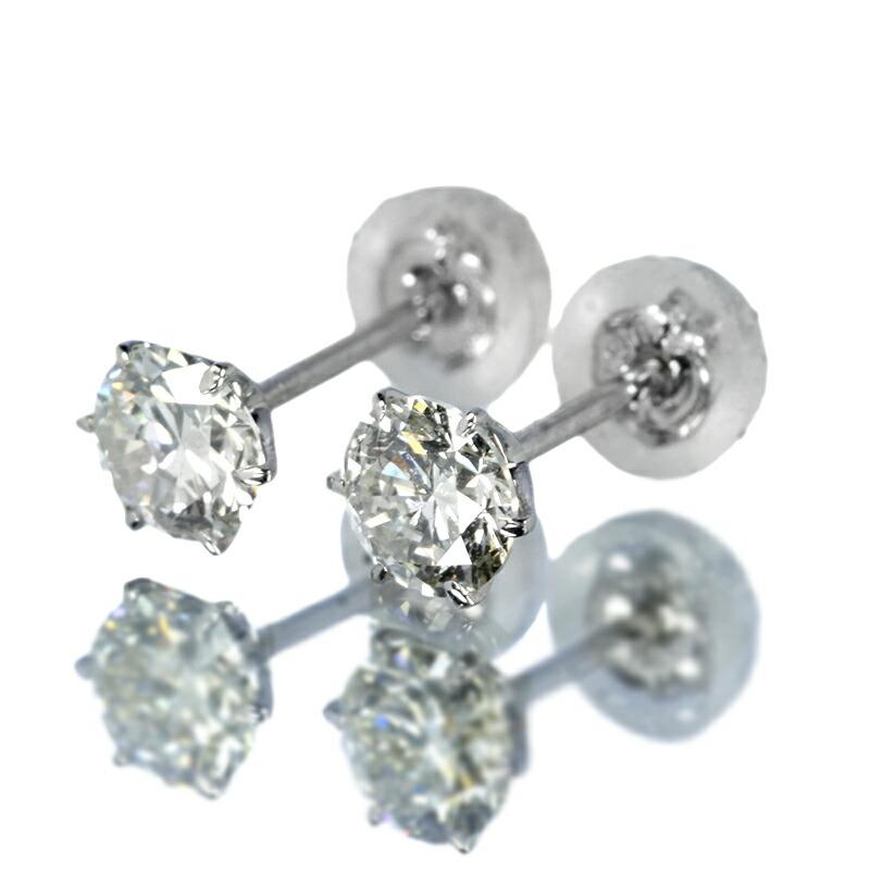 0.6ct ダイヤモンド ピアス 0.3×0.3ct Pt900 プラチナ Fカラー