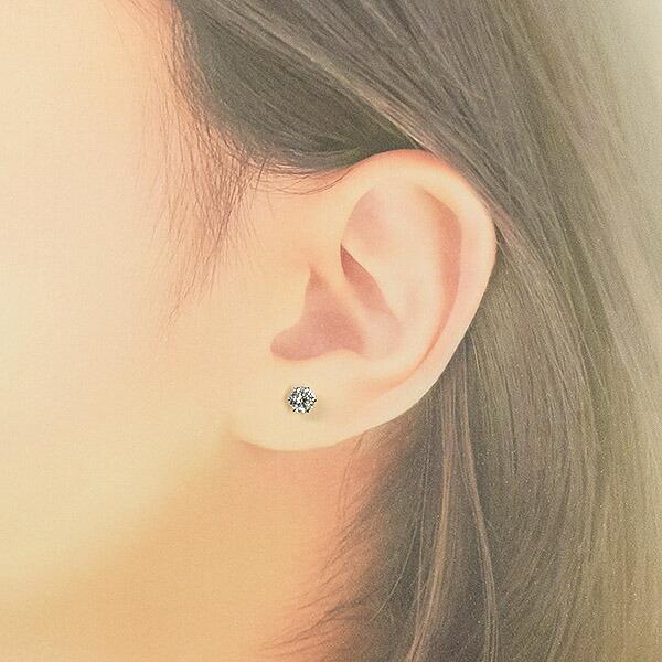 0.6ct ダイヤモンド ピアス 0.3×0.3ct Pt900 プラチナ Fカラー SI2 トリプルエクセレント ハートアンドキューピッド 3EX H&C 鑑定書付 保証書付の画像