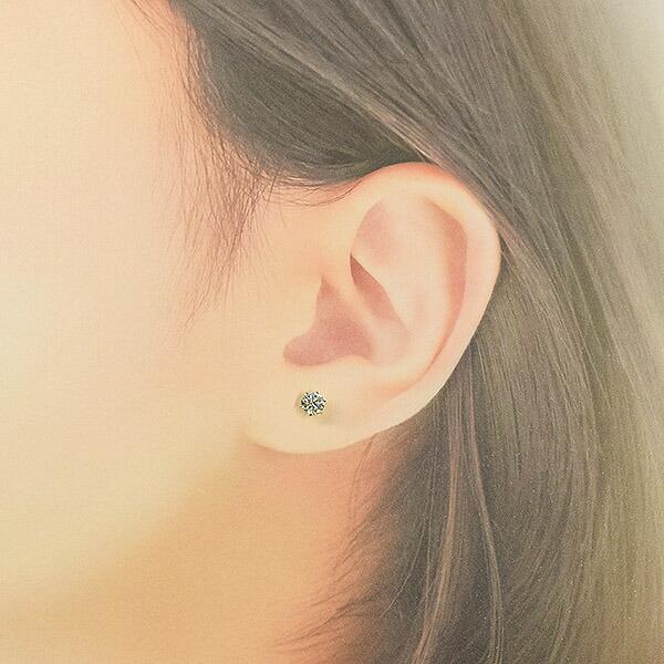 0.6ct ダイヤモンド ピアス 0.3×0.3ct K18 イエローゴールド Hカラー SI2 トリプルエクセレント ハートアンドキューピッド 3EX H&C 鑑定書付 保証書付の画像