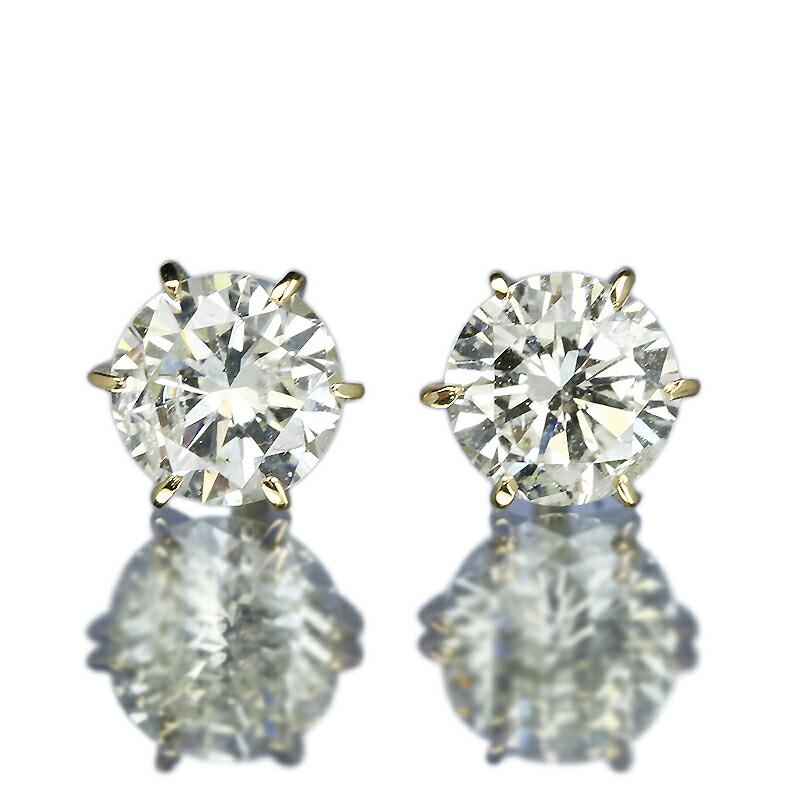 ダイヤモンド0.8ct up ピアス 0.8ct ダイヤモンド ピアス 0.4×0.4ct K18 イエローゴールド H