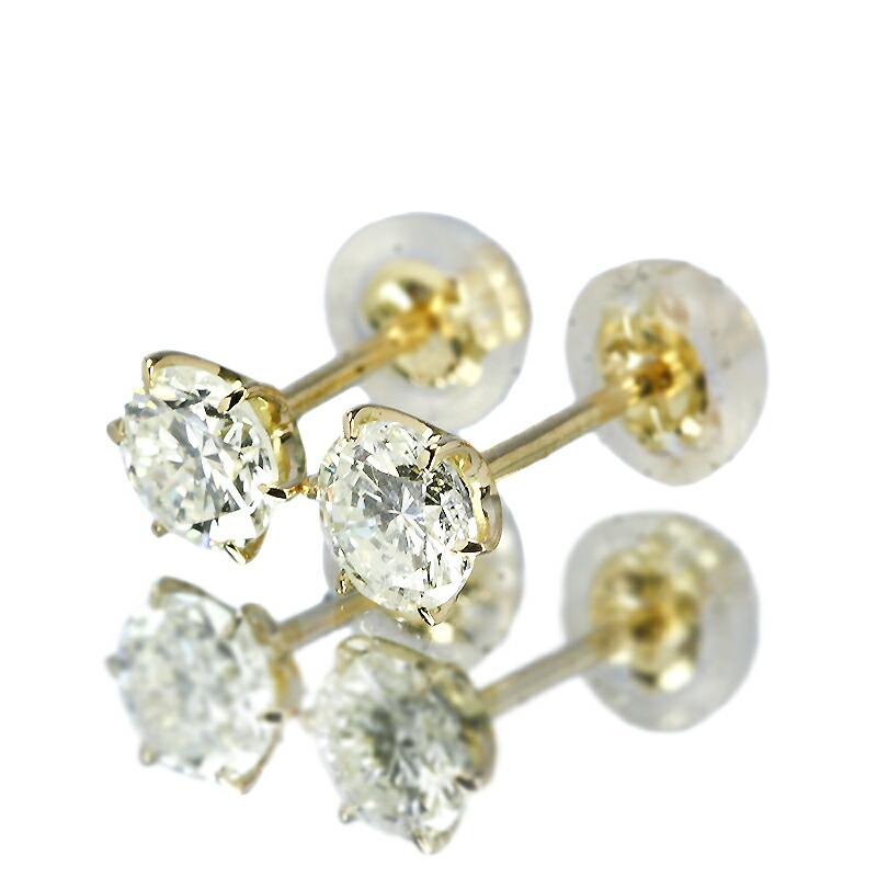新品K18YGイエローダイヤモンド0.54ctデザインピアス鑑別付 0.8ct ダイヤモンド ピアス 0.4×0.4ct K18 イエローゴールド Hカラー