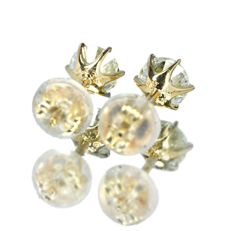0.8ct ダイヤモンド ピアス 0.4×0.4ct K18 イエローゴールド Hカラー