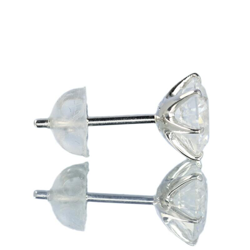 2カラット ダイヤモンド ピアス 1.0×1.0ct Pt900 プラチナ Fカラー SI2