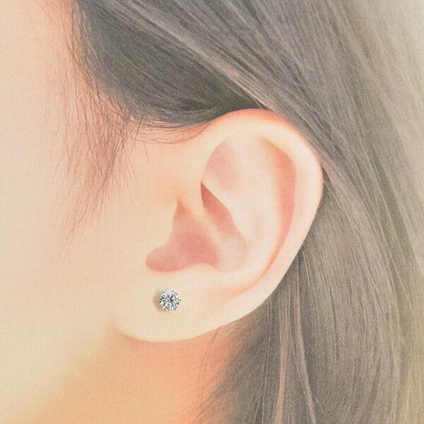0.7カラット ダイヤモンド ピアス 0.35×0.35ct Pt900 プラチナ Dカラー SI2 エクセレント ハートアンドキューピッド EX H&C 鑑定書付の画像