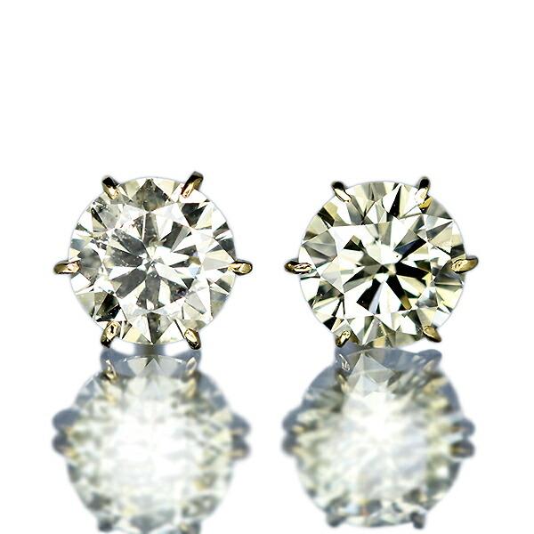 1カラット ダイヤモンド ピアス 0.5×0.5ct K18 イエローゴールド H 