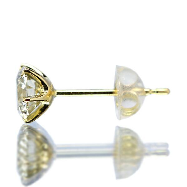 1カラット ダイヤモンド ピアス 0.5×0.5ct K18 イエローゴールド H 