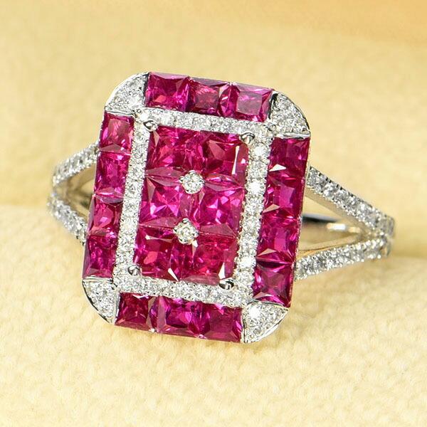 K18ルビーミステリーセッティングリング