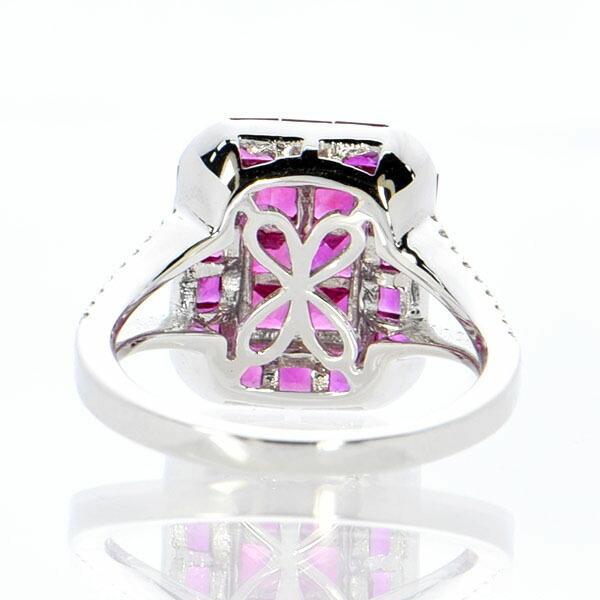 ルビー ダイヤモンド リング K18 ホワイトゴールド ミステリー