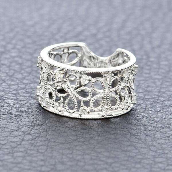 ダイヤモンド リング K18 ホワイトゴールド 0.2ct アンティーク調  