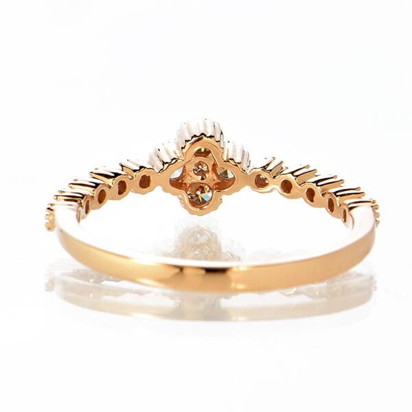 ダイヤモンド リング K18 ピンクゴールド 0.3ct フラワー 花 鑑別書付 