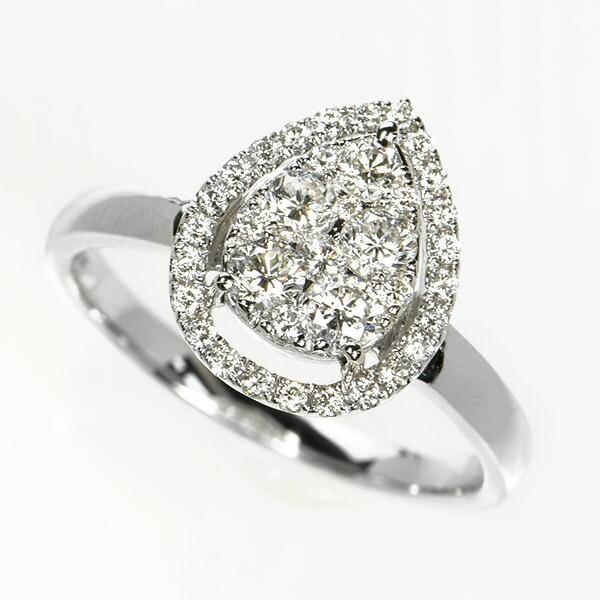 ダイヤモンド リング K18 ホワイトゴールド 0.6ct ペアシェイプ 涙 