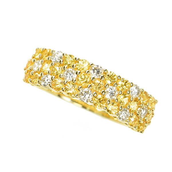 サファイア イエローサファイア ダイヤモンド リング K18 イエロー  