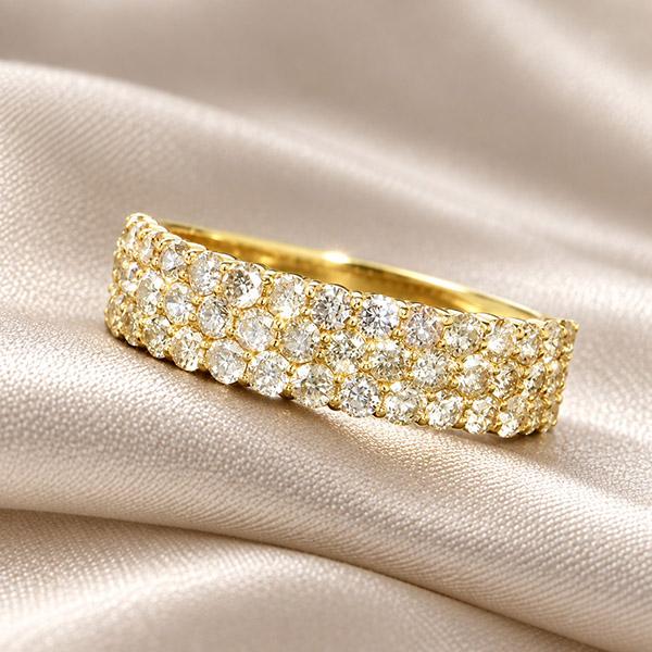 1カラット ダイヤモンド リング パヴェ K18 イエローゴールド 1.0ct 