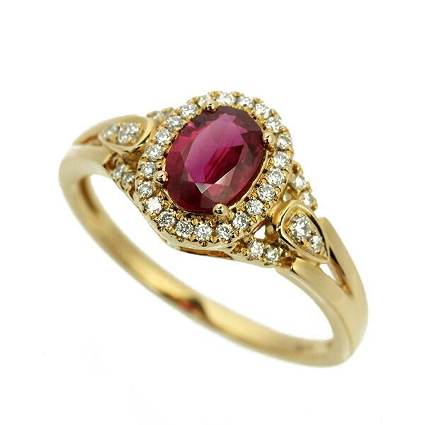 ルビー ダイヤモンド リング K18 ピンクゴールド 0.6ct 取り巻き 鑑別