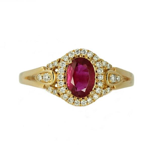 ルビー ダイヤモンド リング K18 ピンクゴールド 0.6ct 取り巻き 鑑別