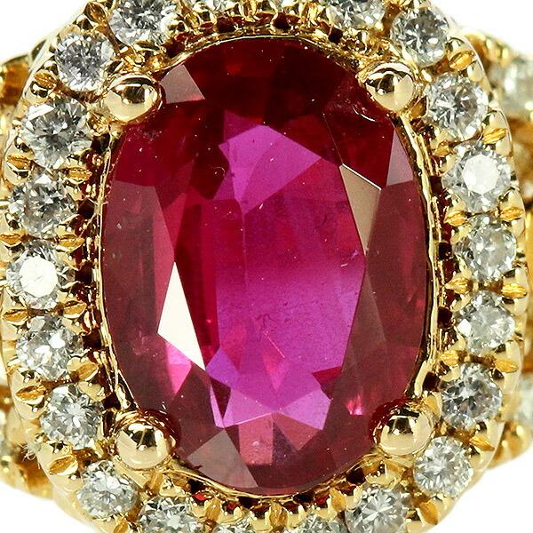 ルビー ダイヤモンド リング K18 ピンクゴールド 0.6ct 取り巻き 鑑別