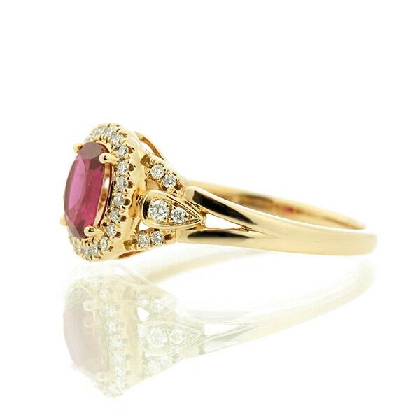 ルビー ダイヤモンド リング K18 ピンクゴールド 0.6ct 取り巻き 鑑別