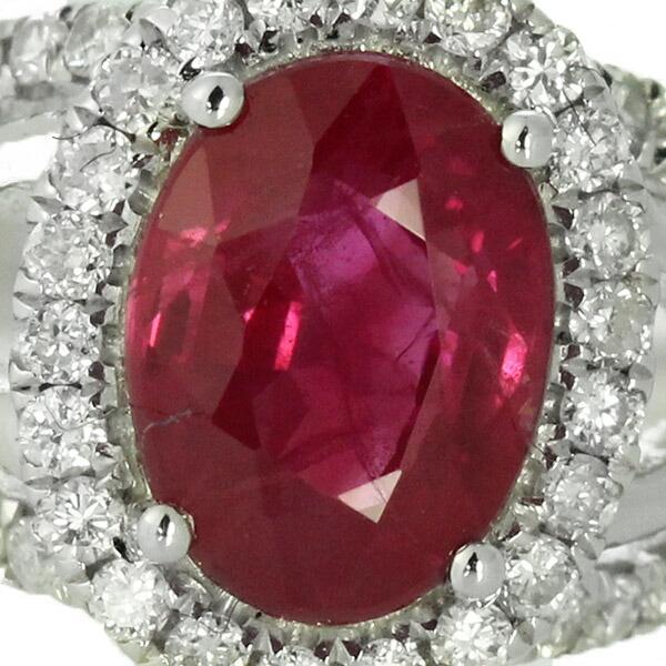 ルビー ダイヤモンド リング K18 ホワイトゴールド 1.0ct 取り巻き