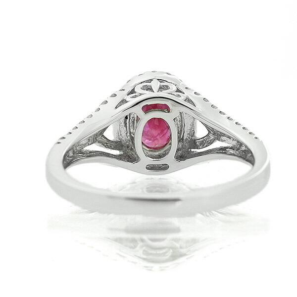 ルビー ダイヤモンド リング K18 ホワイトゴールド 1.0ct 取り巻き