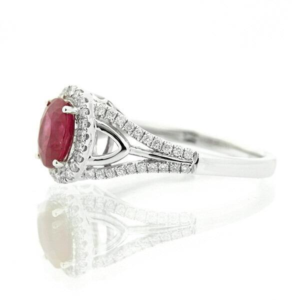 ルビー ダイヤモンド リング K18 ホワイトゴールド 1.0ct 取り巻き