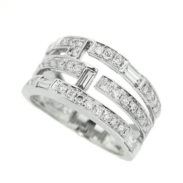 ダイヤモンド リング K18 ホワイトゴールド 1.0ct バケット カット 