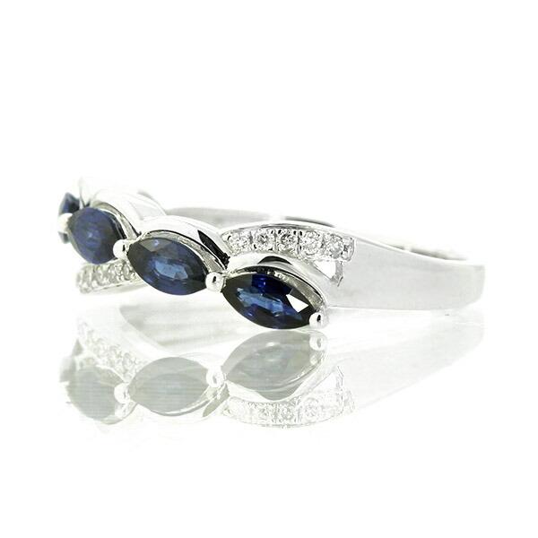 サファイア ダイヤモンド リング K18 ホワイトゴールド 鑑別書付 保証