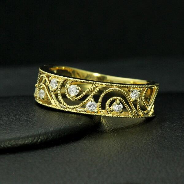 ダイヤモンド リング K18 イエローゴールド 0.1ct 鑑別書付 保証書付