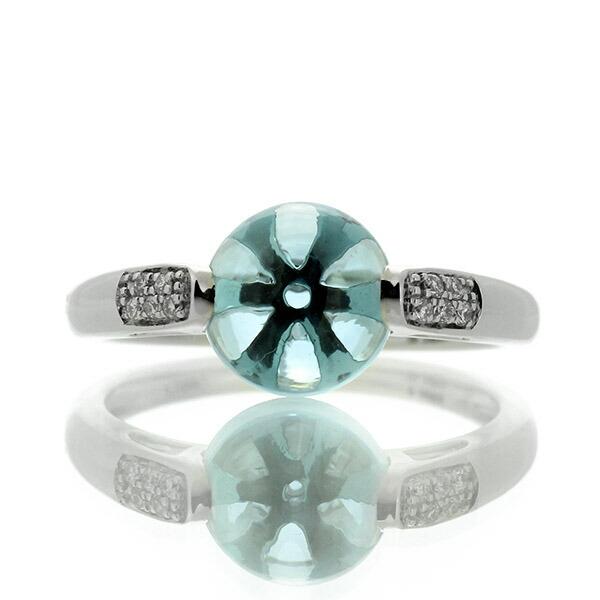ブルートパーズ ダイヤモンド リング K18 ホワイトゴールド 2.8ct 球体
