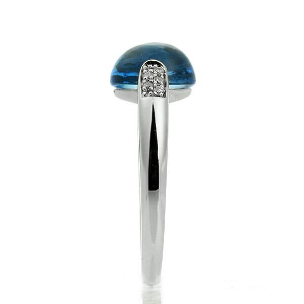 ブルートパーズ ダイヤモンド リング K18 ホワイトゴールド 2.8ct 球体